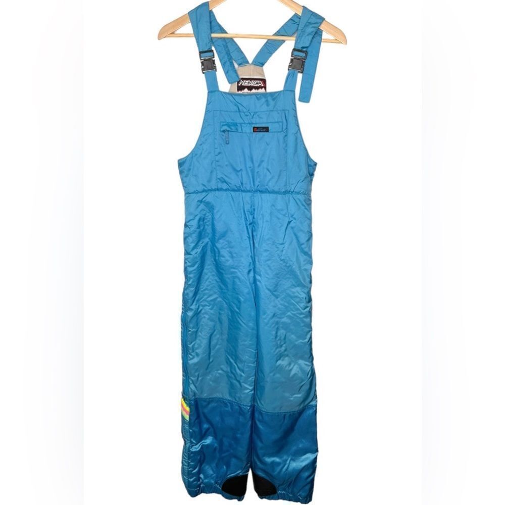 Nevica Pro Vintage Blue Colorful Adjustable Ski Bib Winter Snowsuit. EUR / UK 34